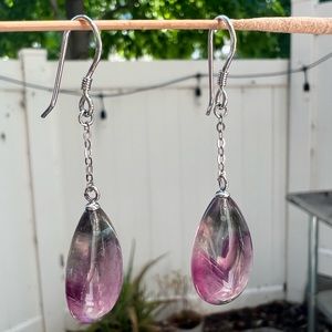 Sterling Silver Fluorite Drop Earrings
